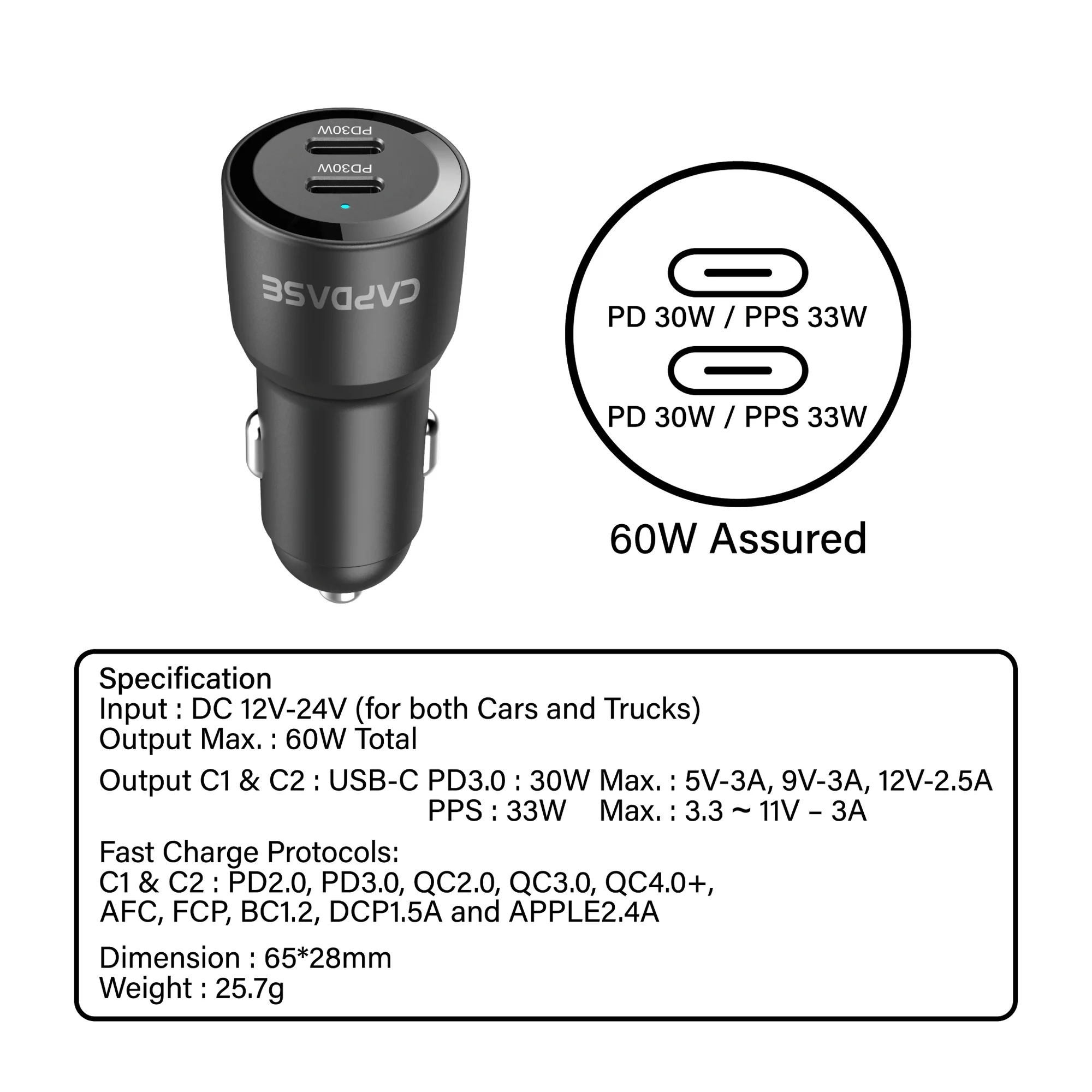 Capdase -- R2001 60W 雙Type C車充 - Image 7