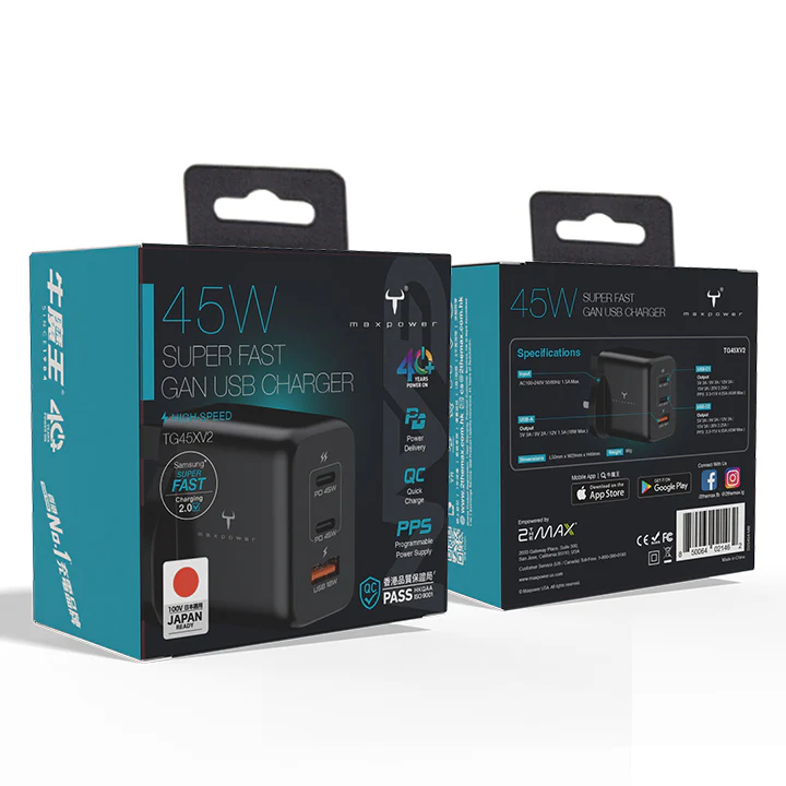 牛魔王 -- TG45XV2 45W 3 位 GaN USB 充電器 - Image 2