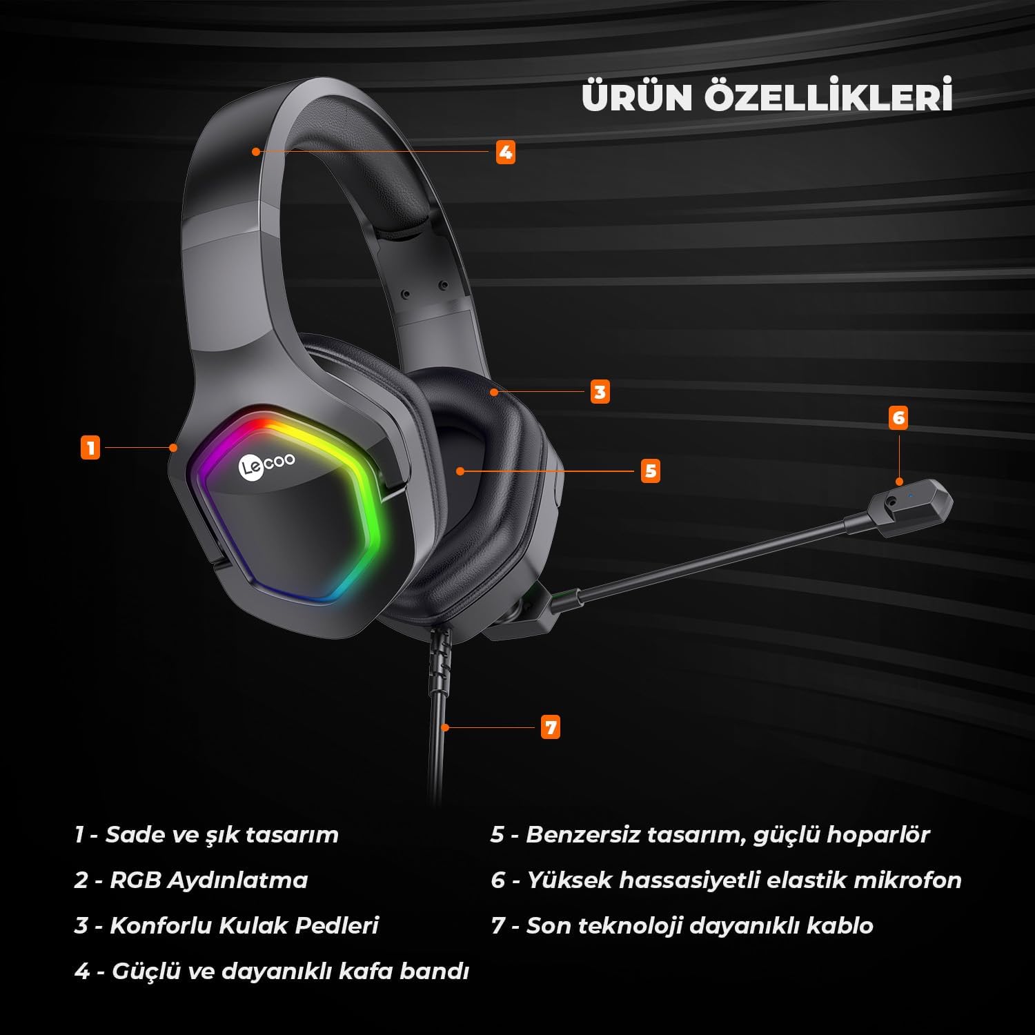 Lecoo -- HT403 有線遊戲耳筒 (頭戴式) (USB頭) - Image 7