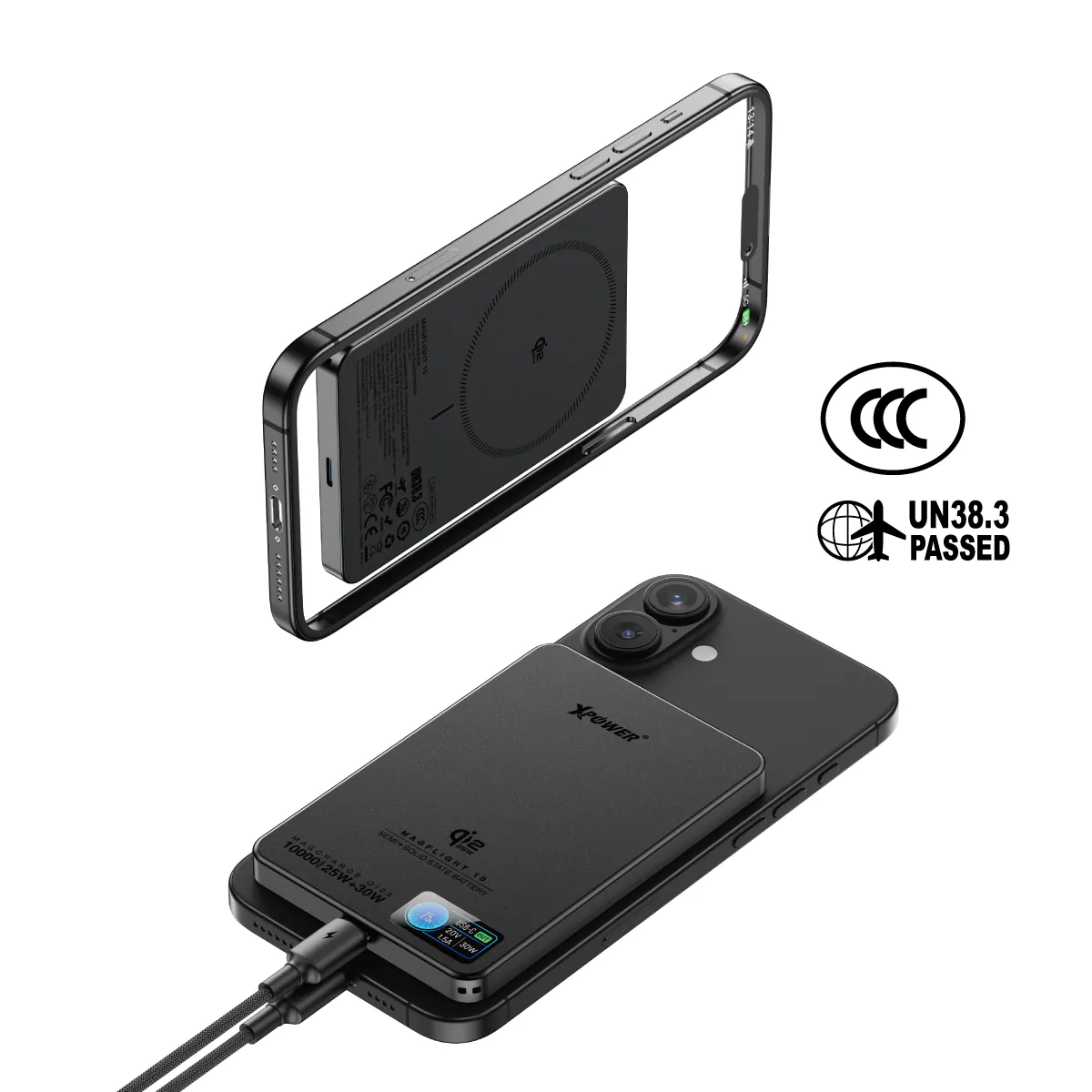 XPower -- MagFlight10 10000mAh 磁吸行動電源 (鋁合金半固態)(TFT彩屏顯示) (QI2.2 25W/30W) - Image 2